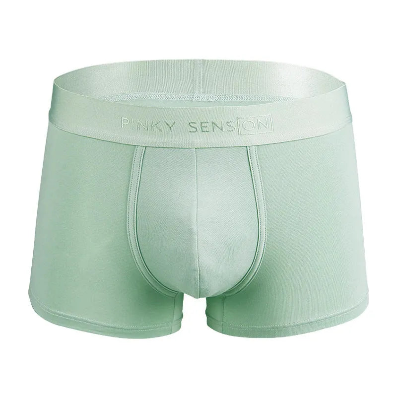 Men's solid colour cotton boxer underwear in black, white, silver grey and light green colours
