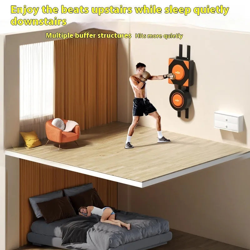 Hanging wall-mounted PU boxing sandbag target for home fitness training.
