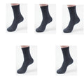 Men's bamboo fibre business socks in grey blue with a small square pattern.
