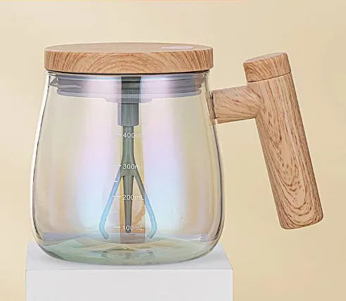 400ml clear borosilicate glass self stirring coffee mug with electric mixing base