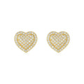 Golden heart-shaped stud earrings with moissanite centre on S925 silver posts
