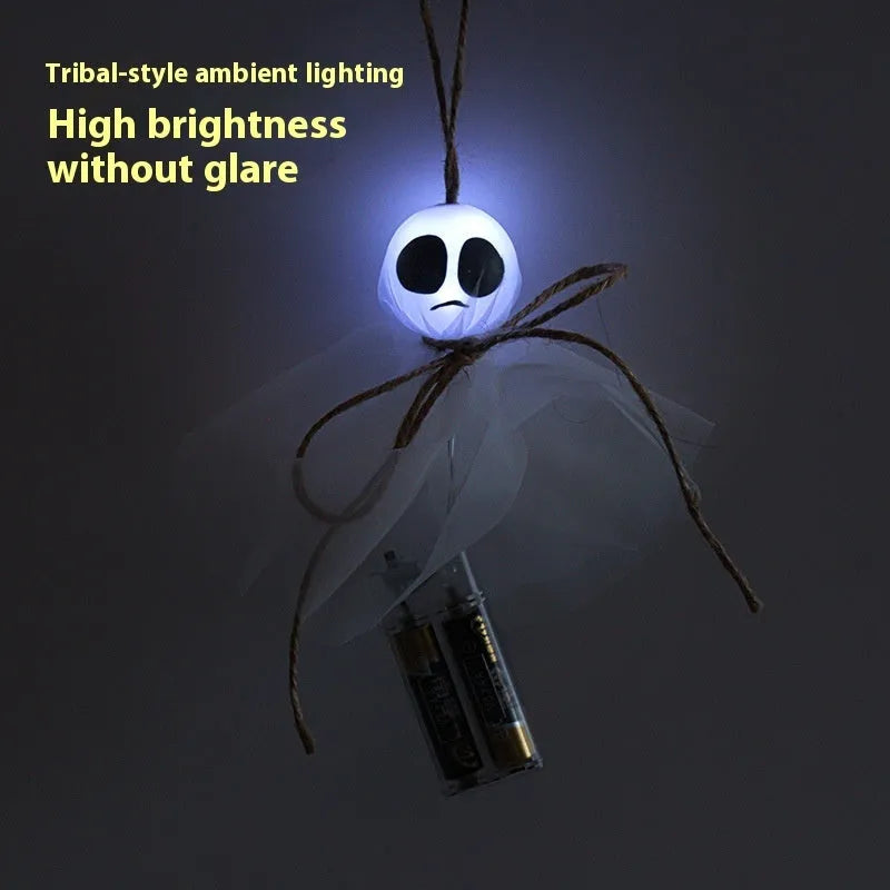 Colourful LED ghost lantern chain with battery box for Halloween decoration