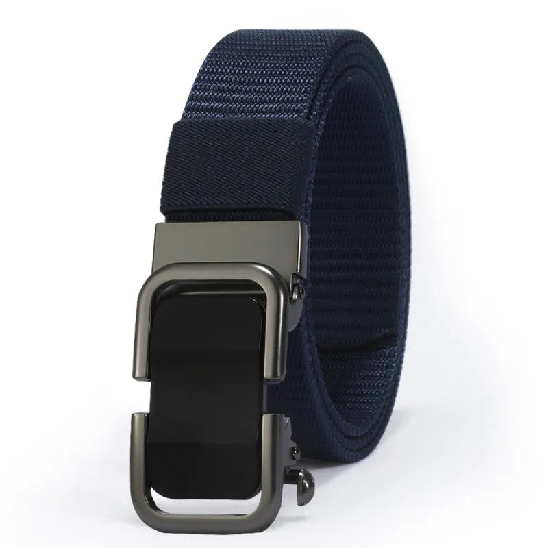 Men's nylon canvas slide belt with toothless adjustment buckle in multiple colour options