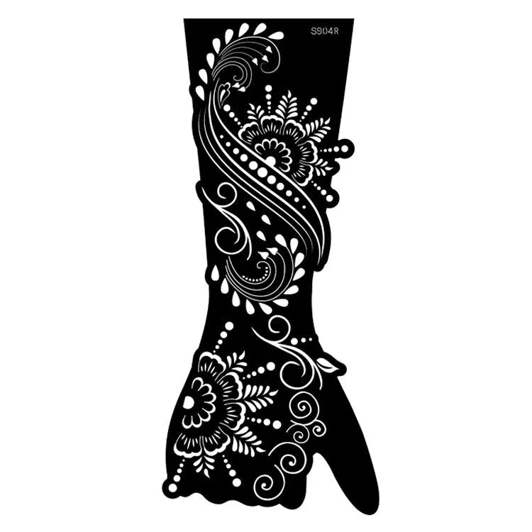 Pack of geometric hollow template tattoo stickers with machine-cut paper stencils for DIY art.