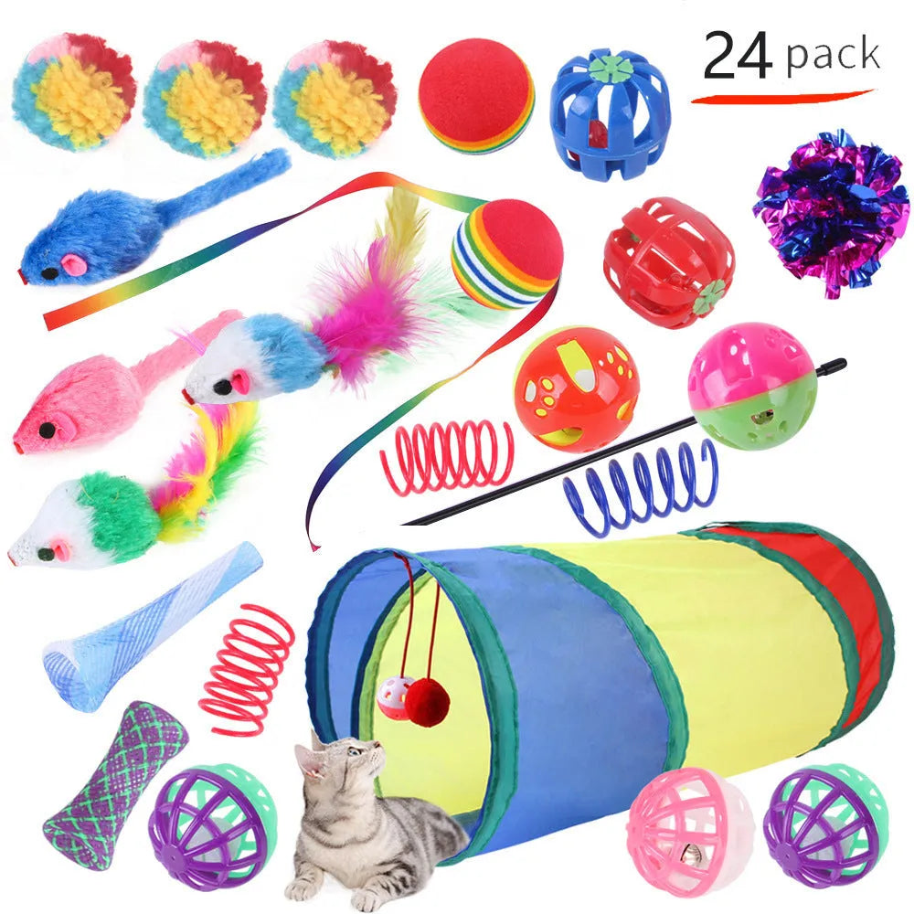 Plastic cat toy suit with tunnel channels in a selected colour from the B99801-B99855 range