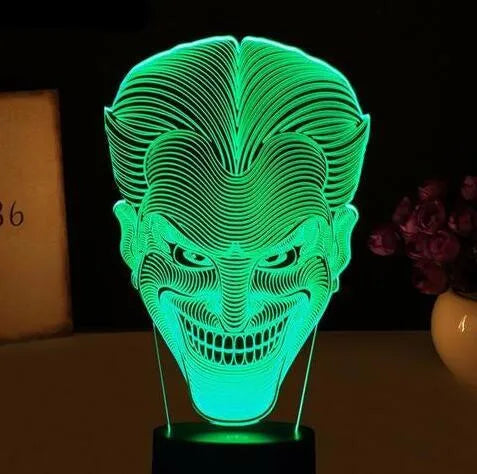 USB-powered 3D LED lamp displaying a colourful gradient, with remote control and base unit.