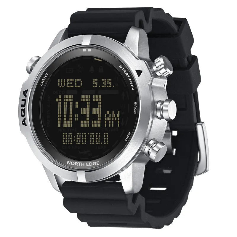 Black and white smart watch with 48mm case and 1.46 inch tempered glass screen for outdoor sports monitoring