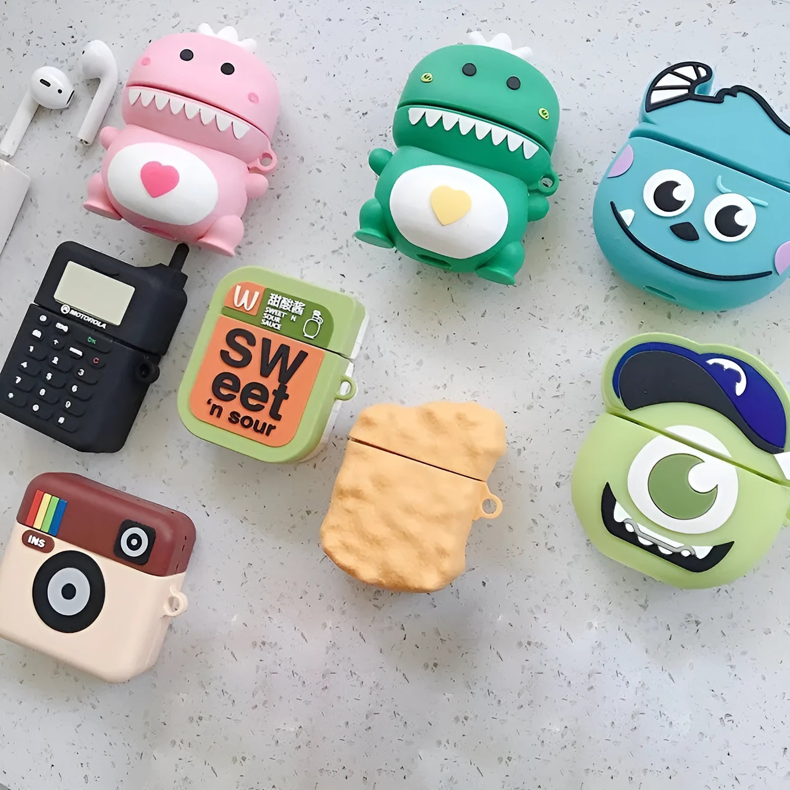 Cartoon animal design silicone case for Apple AirPods 1 and 2 in multiple colours