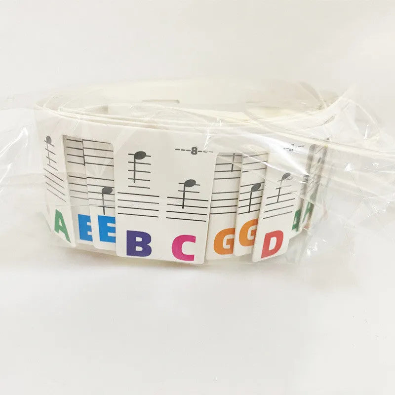 88 key piano keyboard stickers set with black notes and colour note bars on white card material