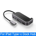Silver aluminium grey USB-C docking station with 6 ports for iPad Pro 2018 and 2020 models