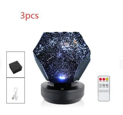 LED star projector night light projecting constellations on ceiling with remote control