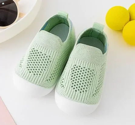 Baby soft sole non-slip walking shoes with breathable cotton upper and natural rubber sole in multiple colours