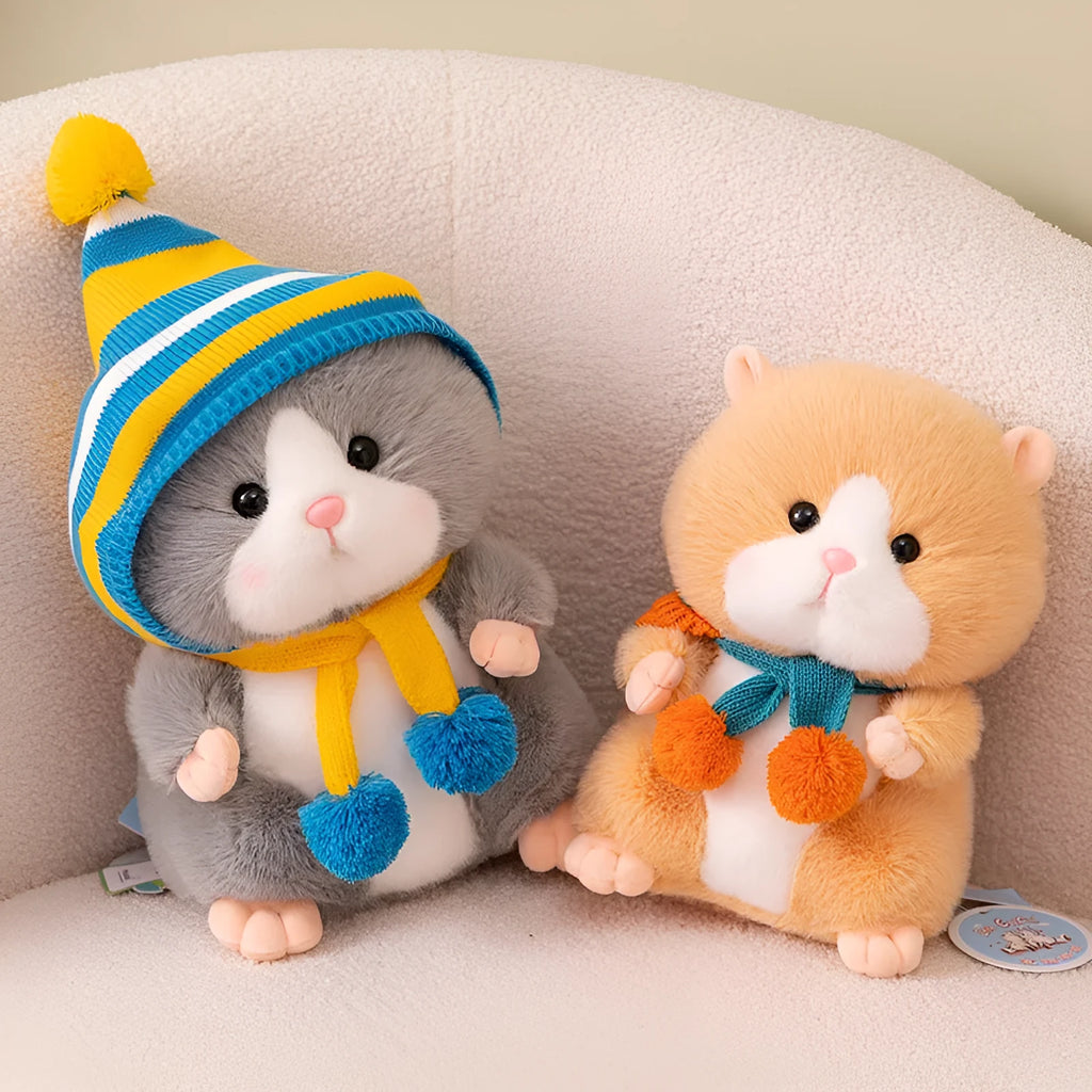 Djungarian hamster plush doll in brown, 25cm height, soft polyester fibre fabric with PP cotton filling