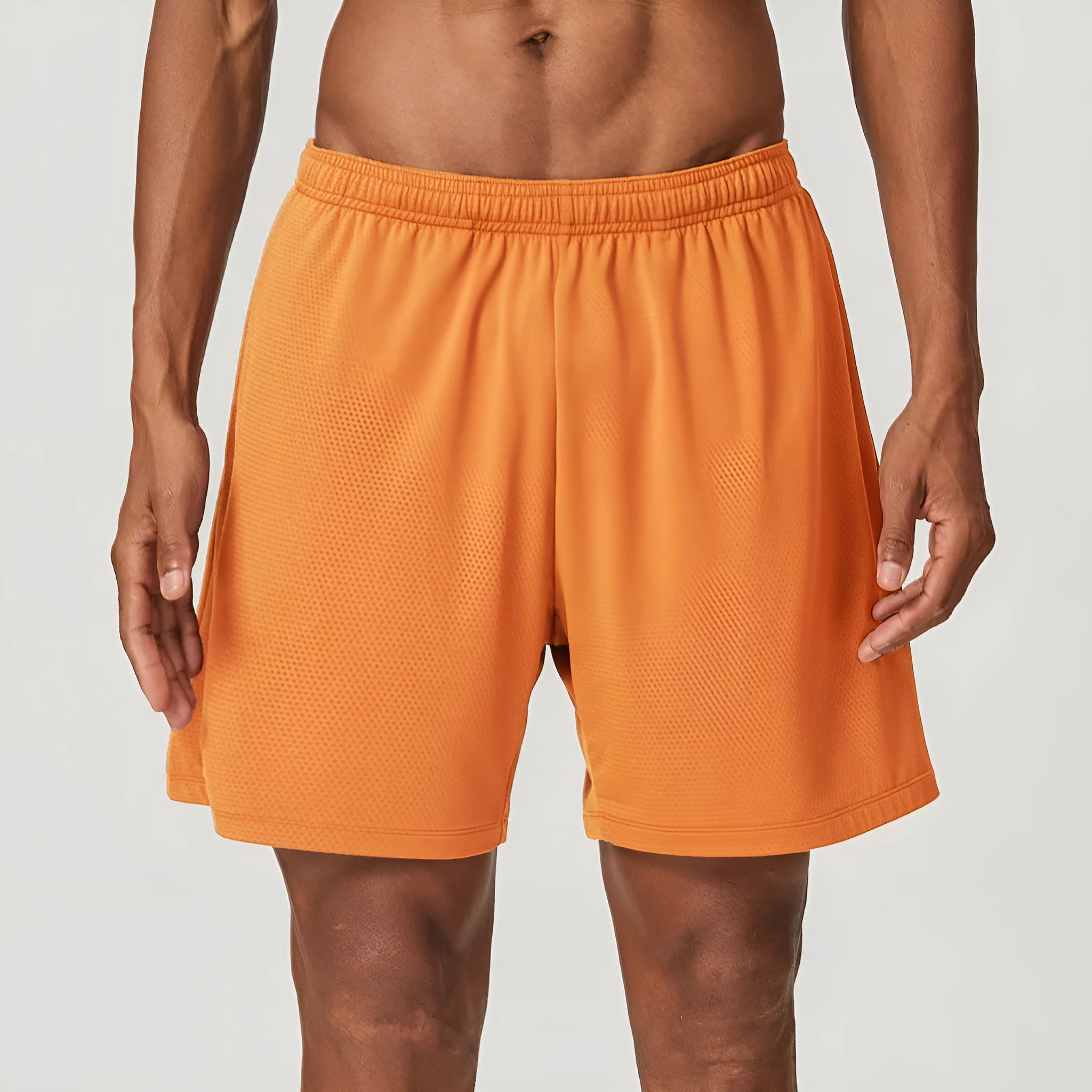 Men's double-layer running shorts in sky green colour with quick-dry fabric and moisture-wicking lining
