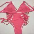 Sexy strap bikini split swimsuit in polyester fibre, available in multiple colours and Asian sizes