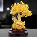 Citrine colour resin Feng Shui turtle money tree ornament in Chinese style
