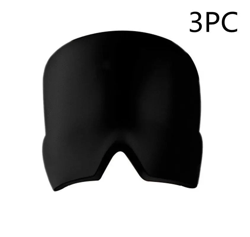 Black elastic gel cold compress eye mask for headache relief with measurements