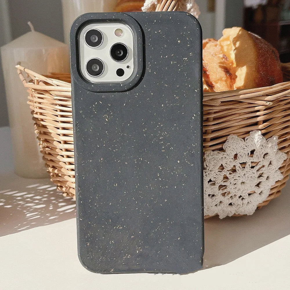 Fully degradable wheat straw fibre iPhone case in various colours for iPhone 14 Pro Max.