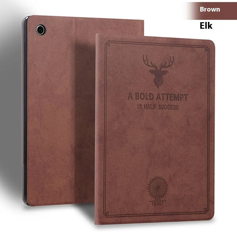 TPU leather clamshell iPad protective case shown in Dark Blue Elk colour for iPad 11-inch and 12.9-inch models.
