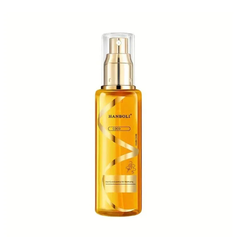 Gold bottle of perfume soft hair care essential oil spray for dry frizz, 70ml