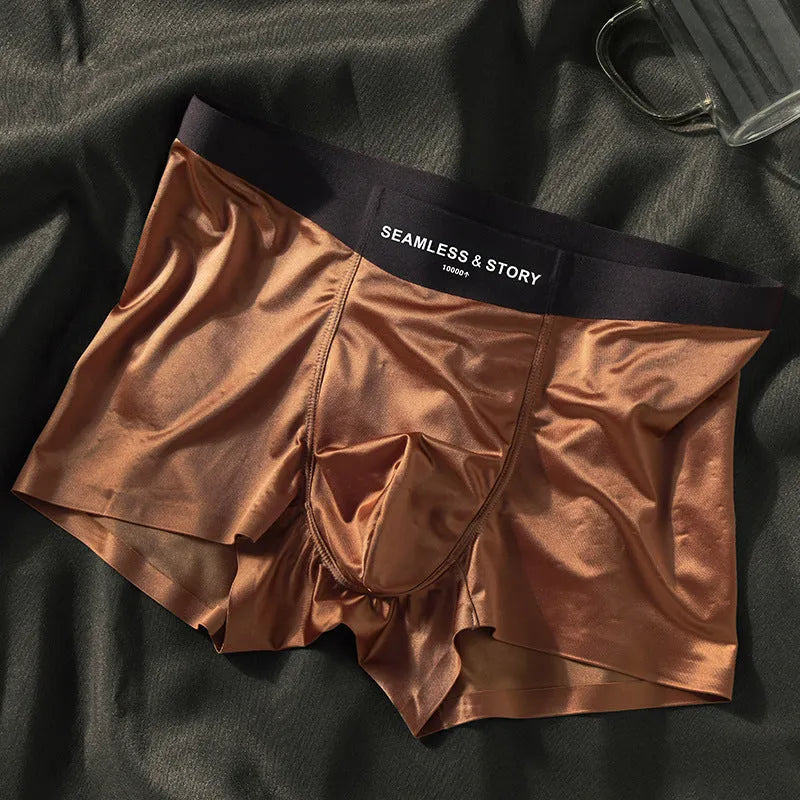 Men's ice silk underwear in knit construction showing solid colour options