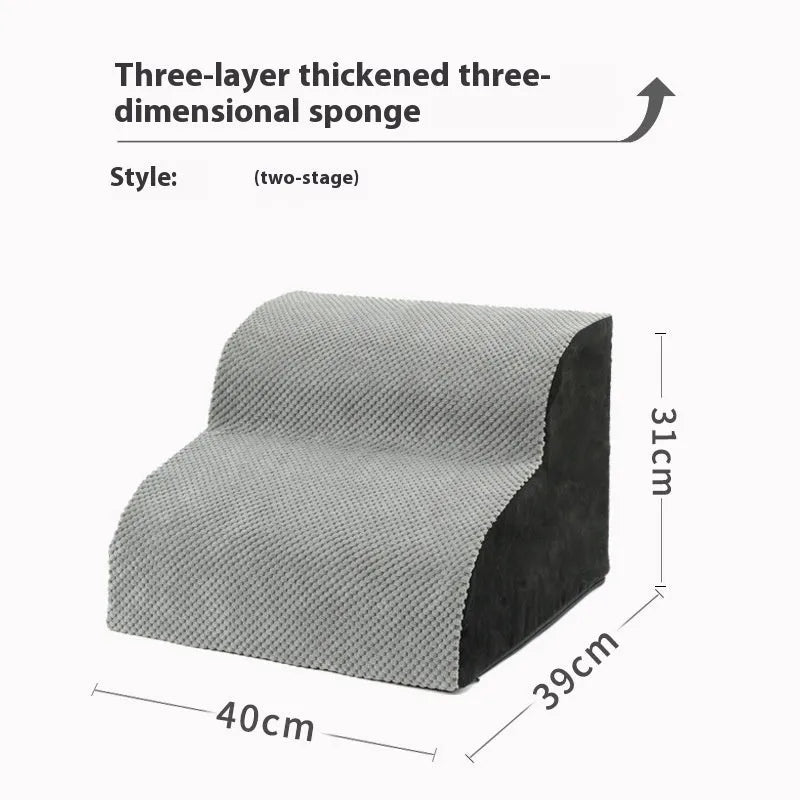 Wave pet stairs for small dogs in cloth fabric with multi-level slope options and colour choices including beige, gray, black, khaki, and tiger embroidery