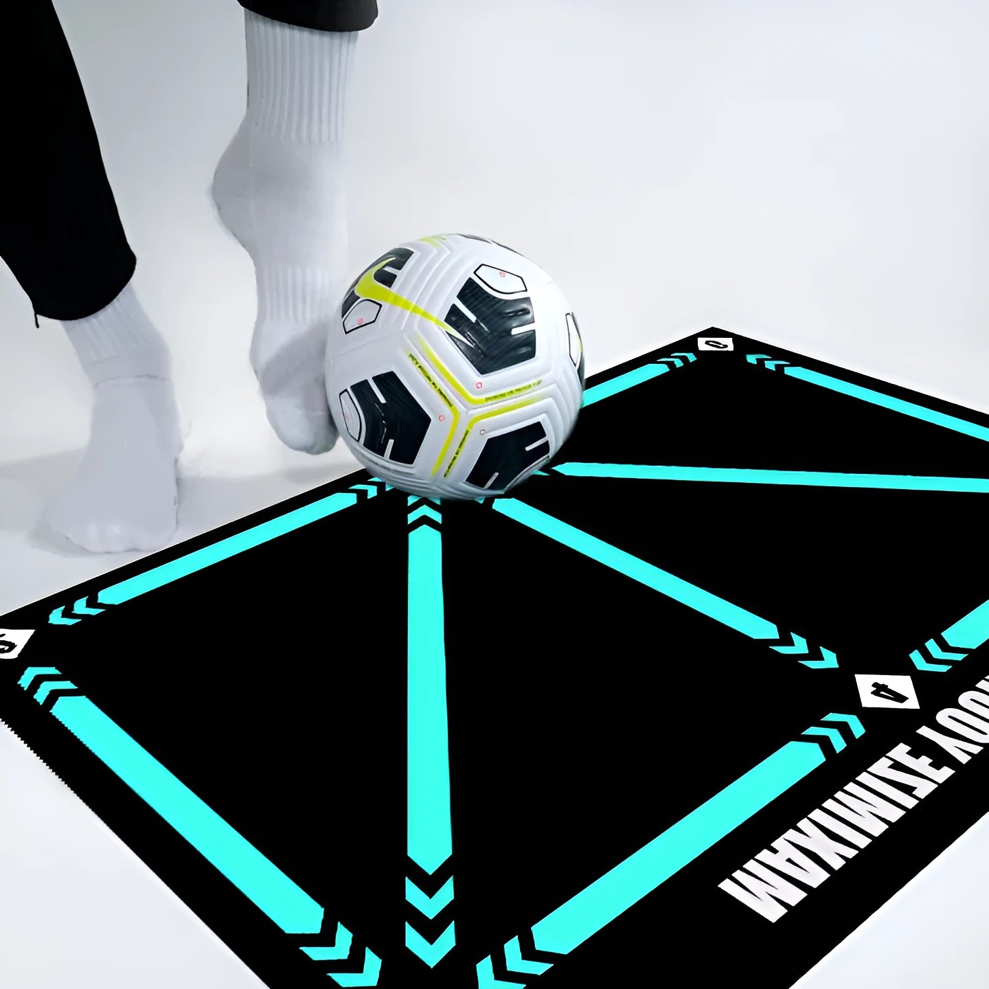 Indoor football training mat in cushion colour for skill practice and footwork drills