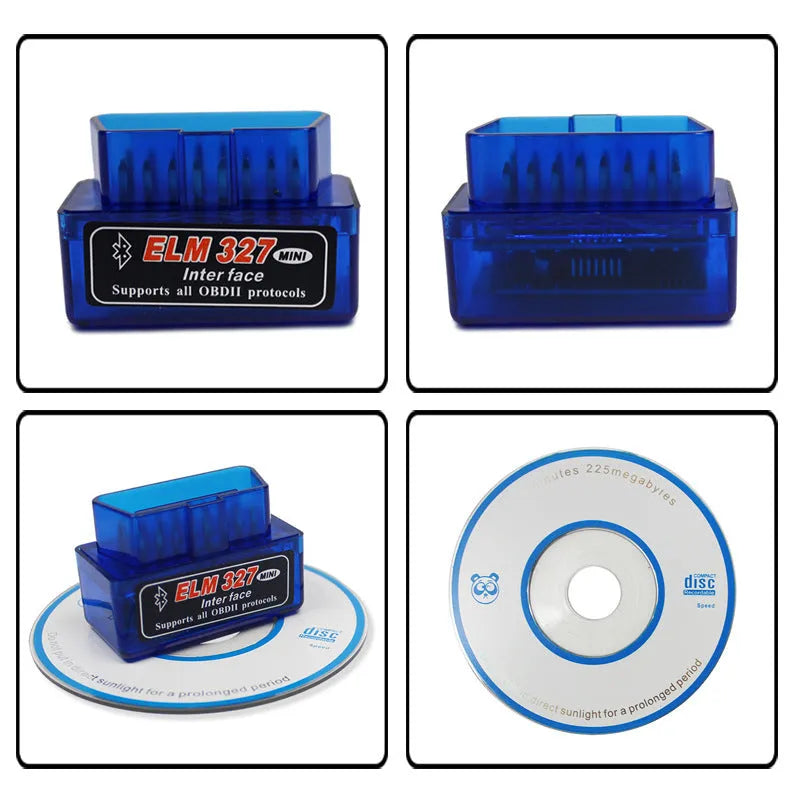 Bluetooth OBD2 auto fault detector with ELM327 interface for vehicle diagnostics