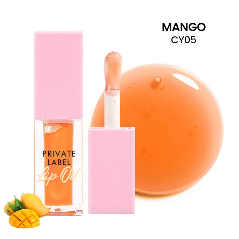 Women's transparent lip gloss set showing six 6ml tubes in bird of paradise, cherry, coral, mango, strawberry and watermelon shades