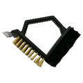 Triangular barbecue cleaning brush with stainless steel bristles and plastic handle