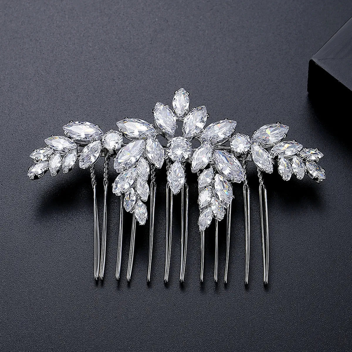 Bridal copper inlaid zircon hair accessory in flower shape with electroplated finish