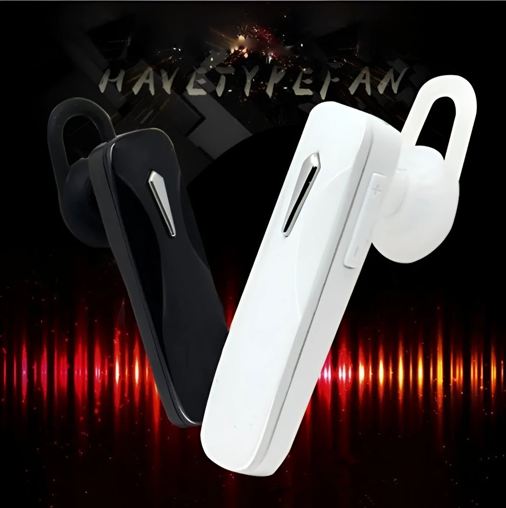 M163 Bluetooth car headset in black or white for hands-free calls and music control
