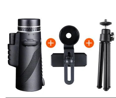Black HD 40x60 cellphone telescope with smartphone attachment for 40x magnification observation