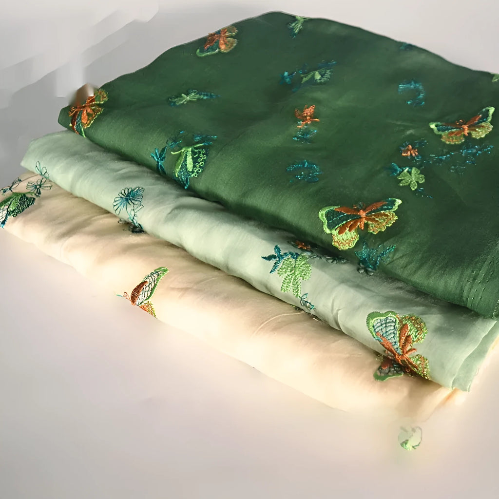 Pure ramie embroidery cloth fabric for Hanfu dressmaking in three colour options