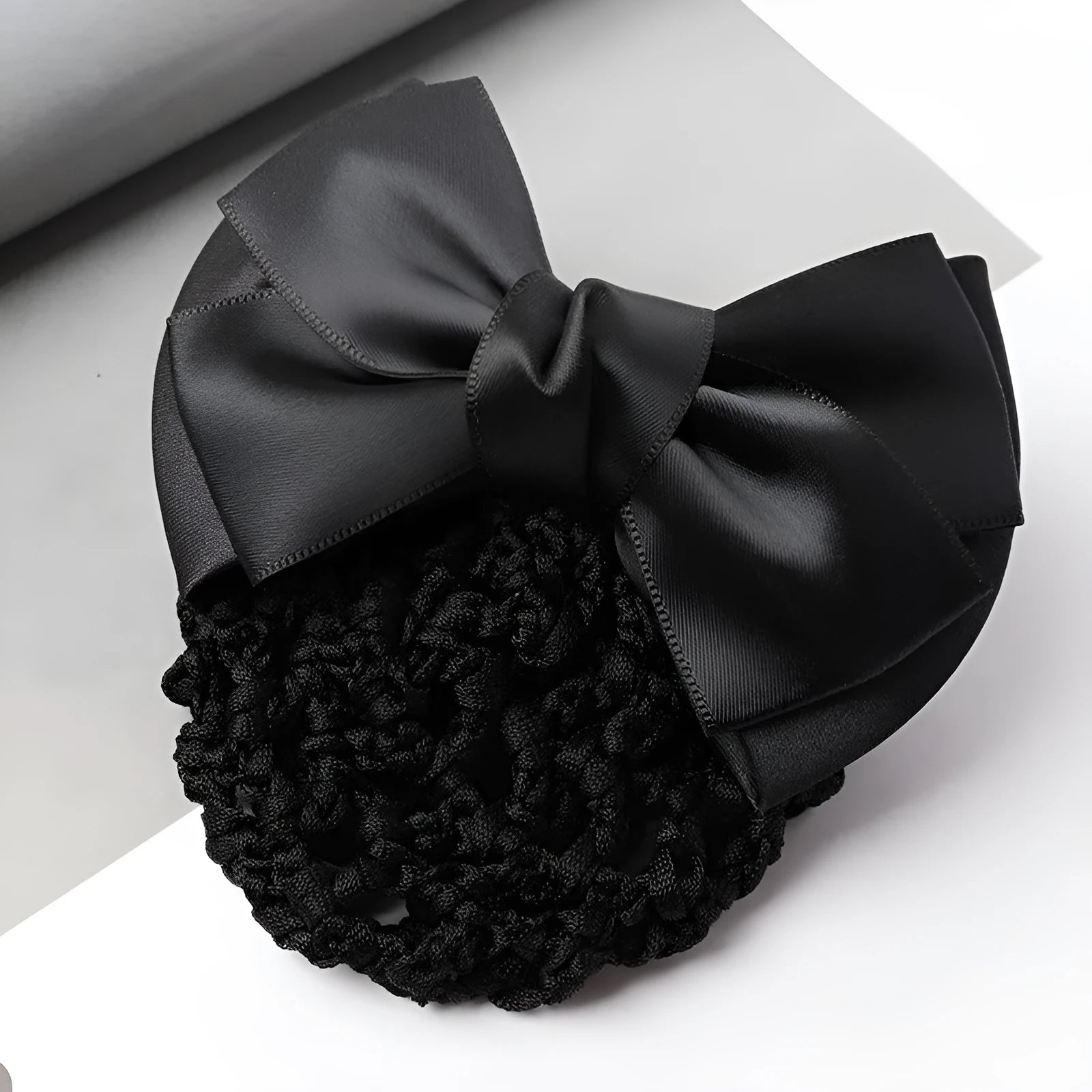 Professional hair clip headdress with flower bow net pocket in multiple colour variations