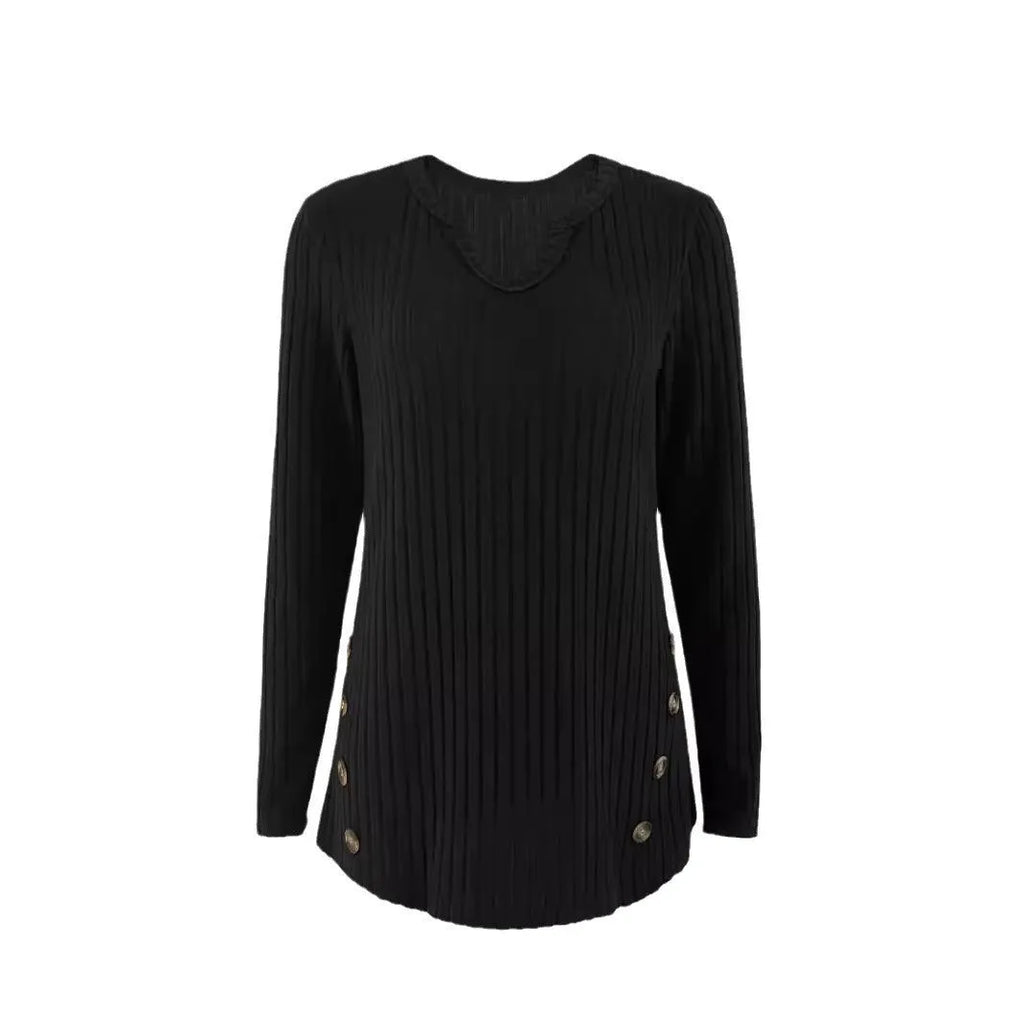 Men's solid colour knitted button sweater in Japanese Korean casual style