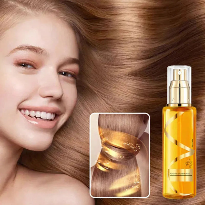 Gold bottle of perfume soft hair care essential oil spray for dry frizz, 70ml