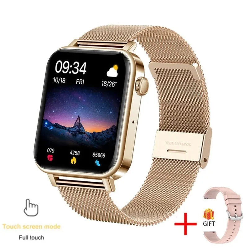 Bluetooth call health monitoring watch with silicone strap in black colour option