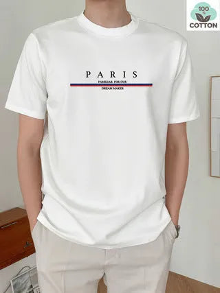 Men's loose fit cotton t-shirt with printed letter design in apricot colour.