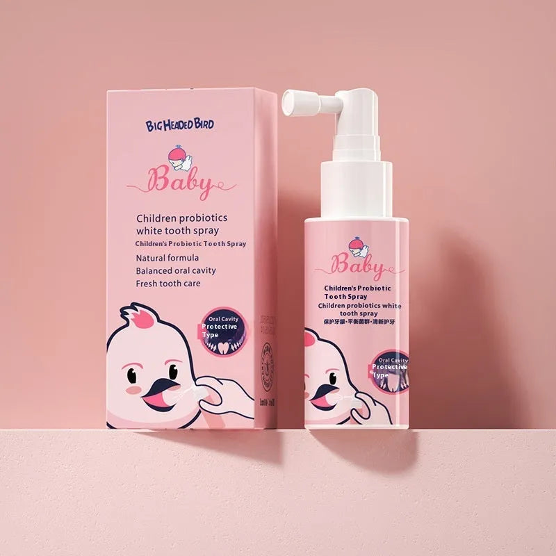 Children's probiotics white teeth cleaning spray bottle with anticavity protection