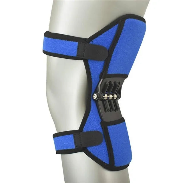 Knee brace with spring mechanism in adjustable design for mountaineering and sports activities