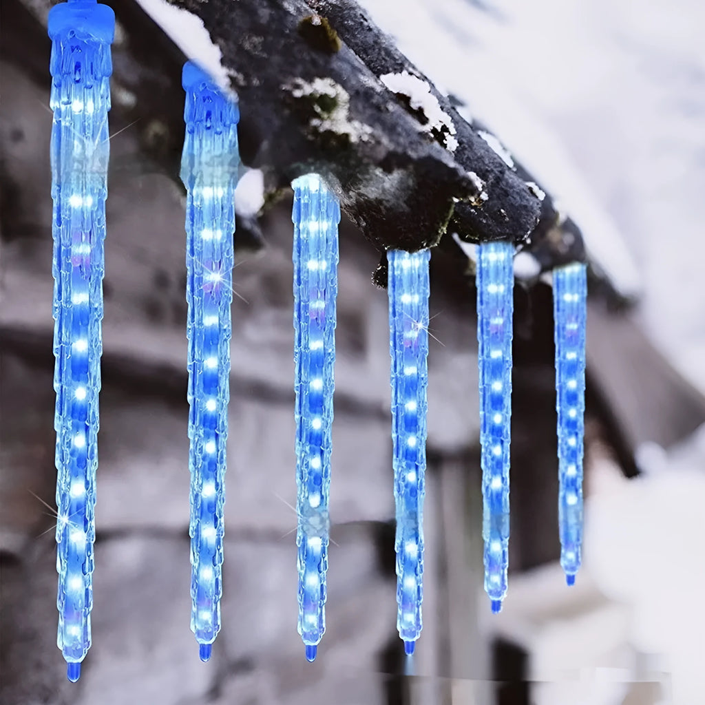 LED ice cone shaped meteor shower solar Christmas ornamental festoon lamp with plastic shell