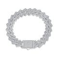 Moissanite S925 silver keel bracelet for men with 14mm round-cut stone and geometric chain