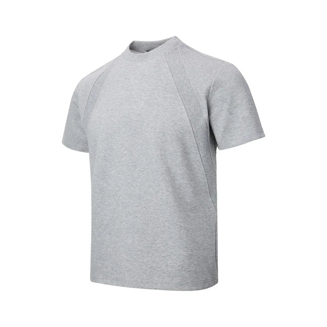 Men's air layer stitching short sleeve top in black loose fit casual wear