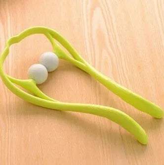 Plastic hand massage roller with adjustable width stand and 3D floating-point design for neck and shoulder pressure point therapy