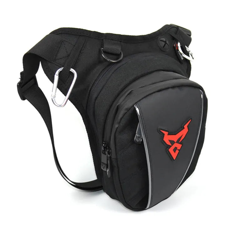 Motorcycle riding leg bag in 1200D Oxford cloth with crossbody shoulder waist attachment