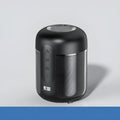 Black portable Bluetooth speaker measuring 72mm by 99mm with wireless connectivity and 30W output