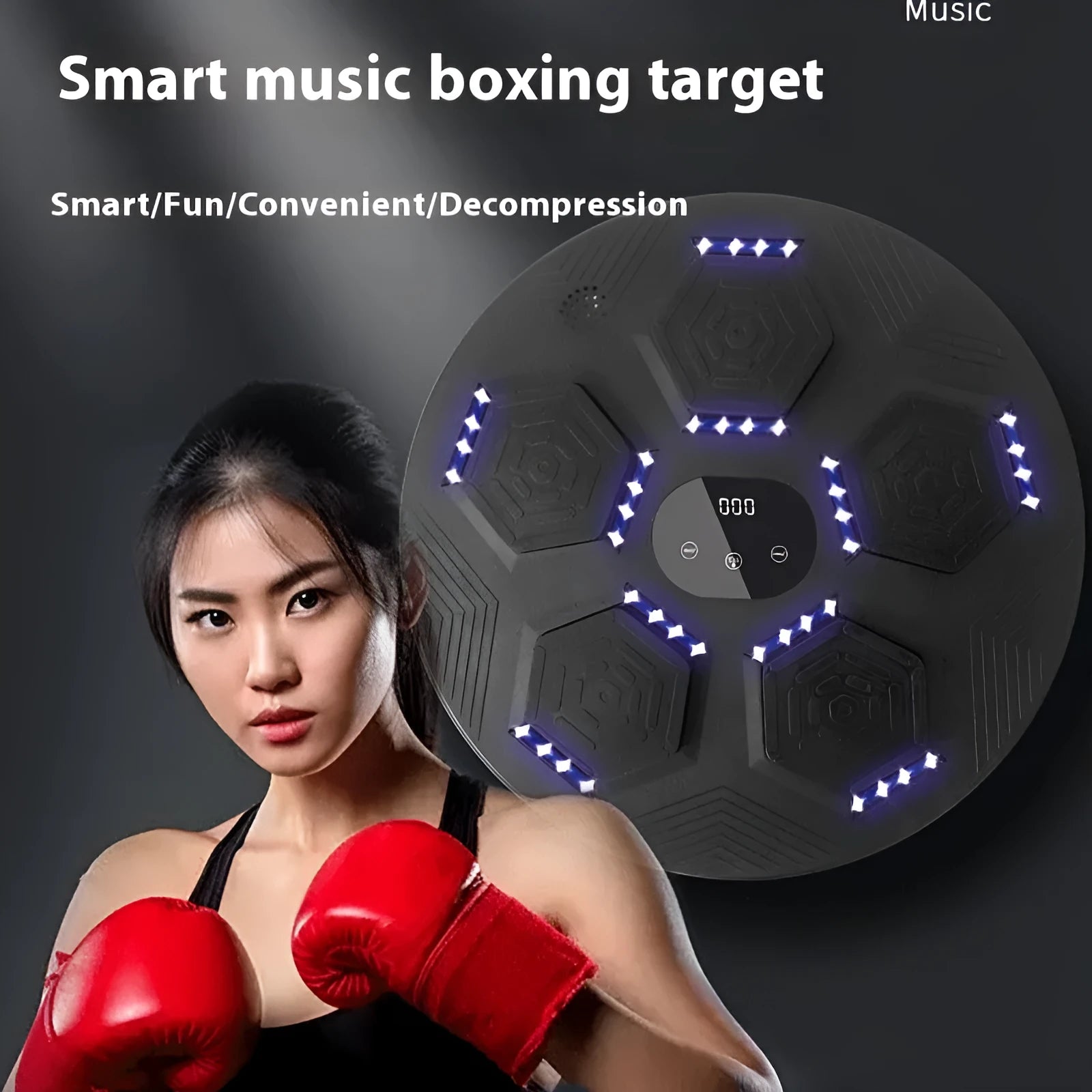 Smart music boxing machine reaction target system mounted on wall with PU target pads