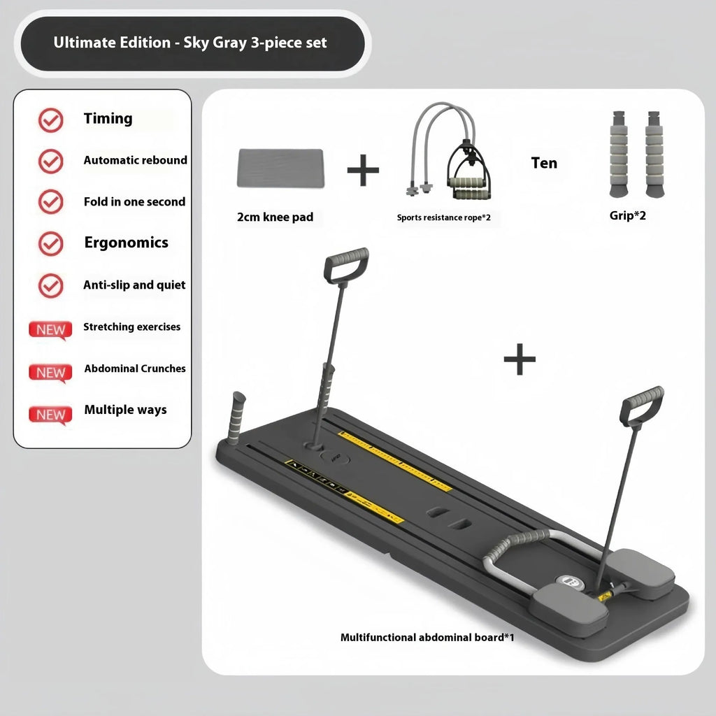 Standard purple household fitness board with automatic rebound abdominal wheel for multi-functional exercise.