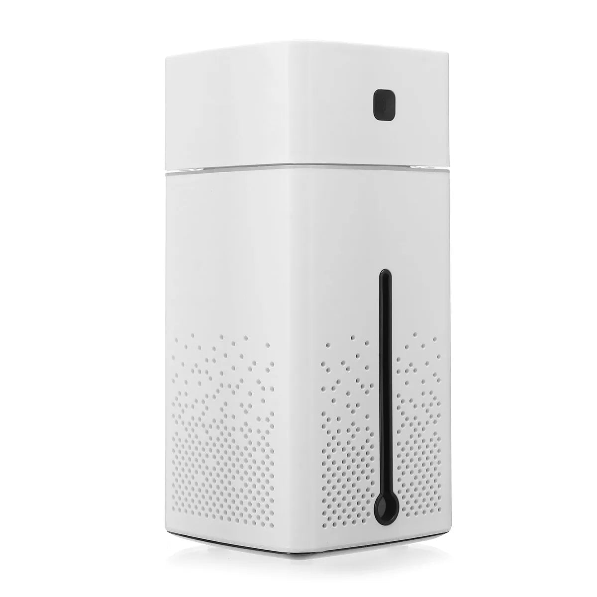 Black and white desktop humidifier with USB power, 1000ml tank, compact size for home office use.
